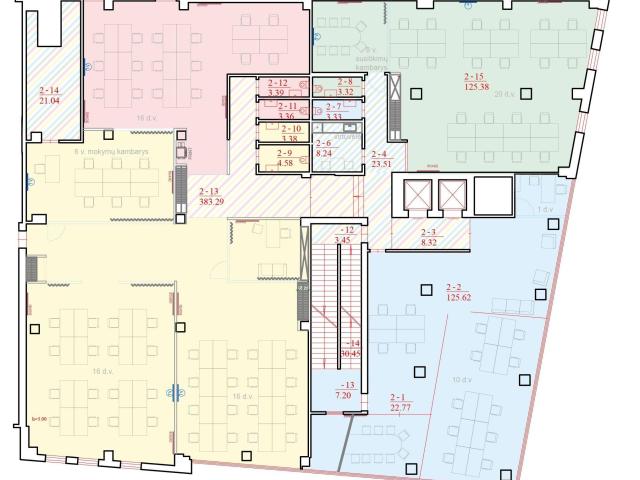 Išnuomojamos biurų patalpos N. Uosto g. Plotas 747 – 117 – 149 – 159 – 178 – 191 – 310 kv.m.