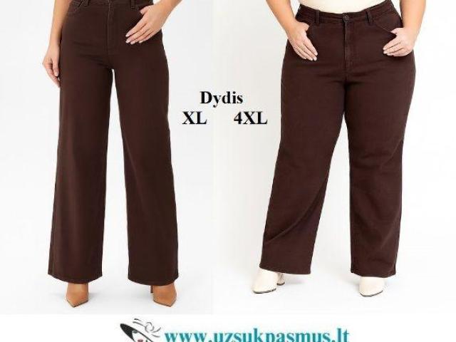 Šokolado spalvos džinsai apkūnioms