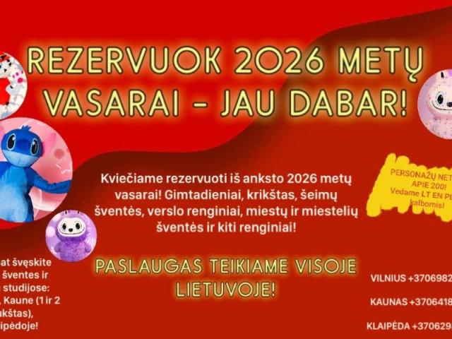 REZERVUOKITE 2026 METŲ VASAROS SEZONUI!