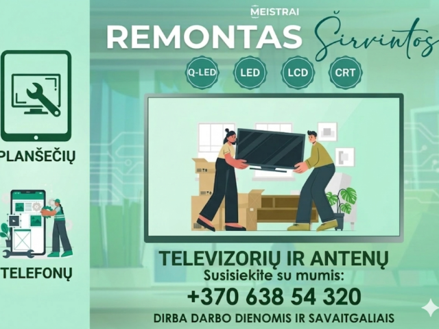 Televizorių ir kitos video technikos remontas Širvintose, Ukmergėje
