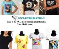 Trikotažiniai medvilniniai marškinėliai nuo 5 eurų